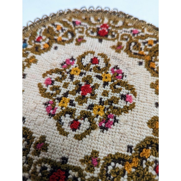 Vintage Tapestry Doily made in Belgium Round Group Muylle Dollhouse Rug - Picture 2 of 5